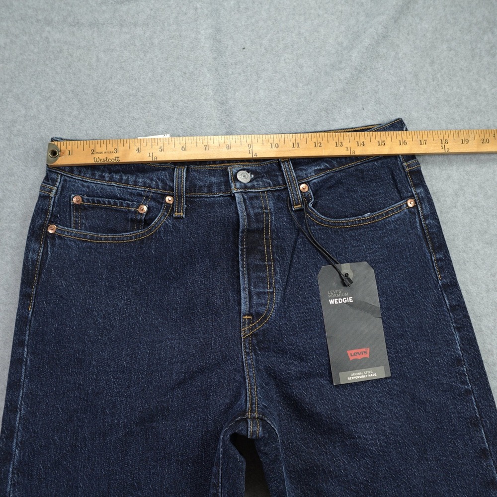 Levi's Jeans Womens 31 Blue Wedgie Straight High Rise Tapered Button Fly Denim - Picture 7 of 16